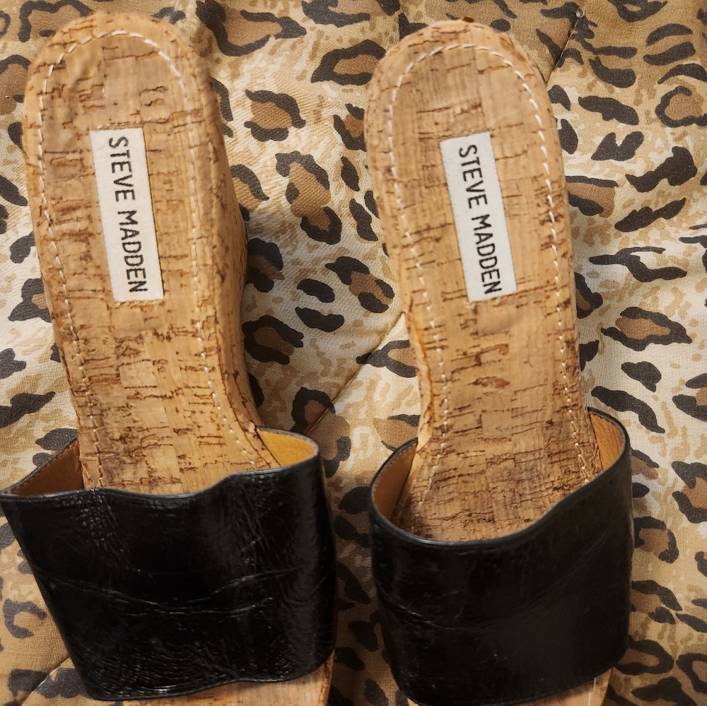 STEVE MADDEN Surg Cork Heeled Slides